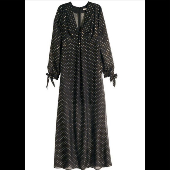 🆕 Silk Chiffon Black Maxi Dress by H&M Size 8 - Picture 2 of 8